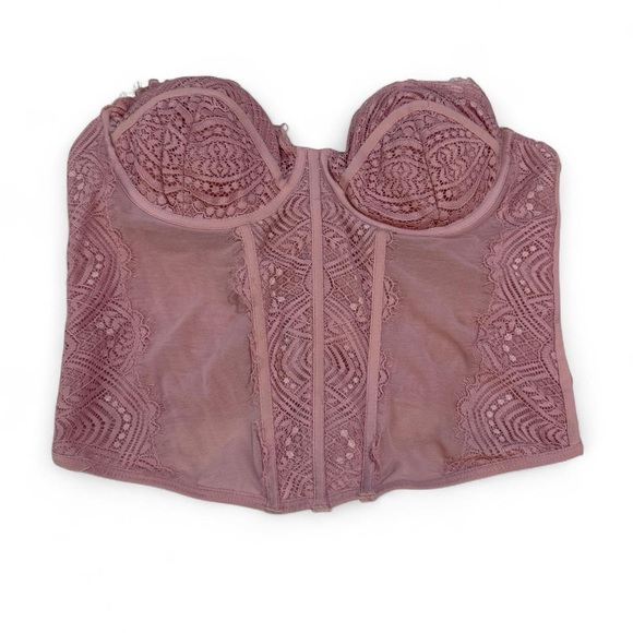 Pink Lace Strapless Corset Top - Picture 2 of 5
